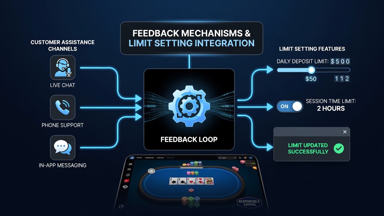 Support agent dashboard displaying limit adjustment workflow connected to mobile gaming profiles