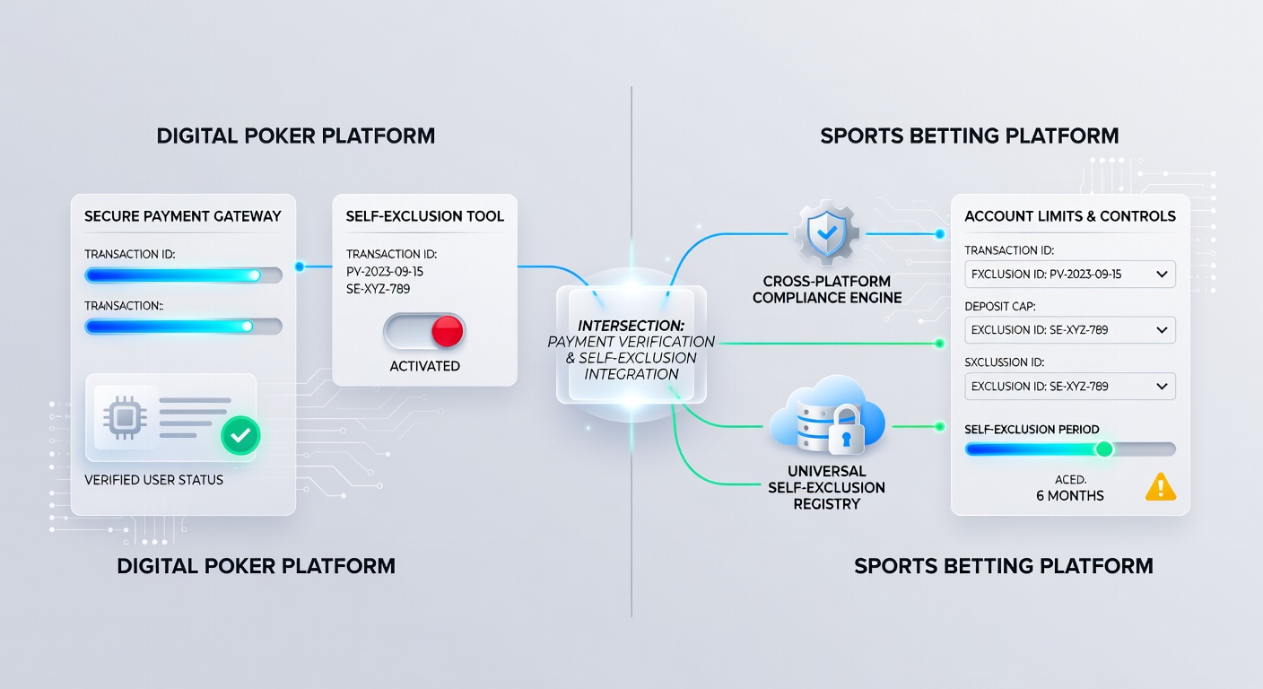 Flow diagram illustrating how payment verification connects with self-exclusion databases in online gaming environments