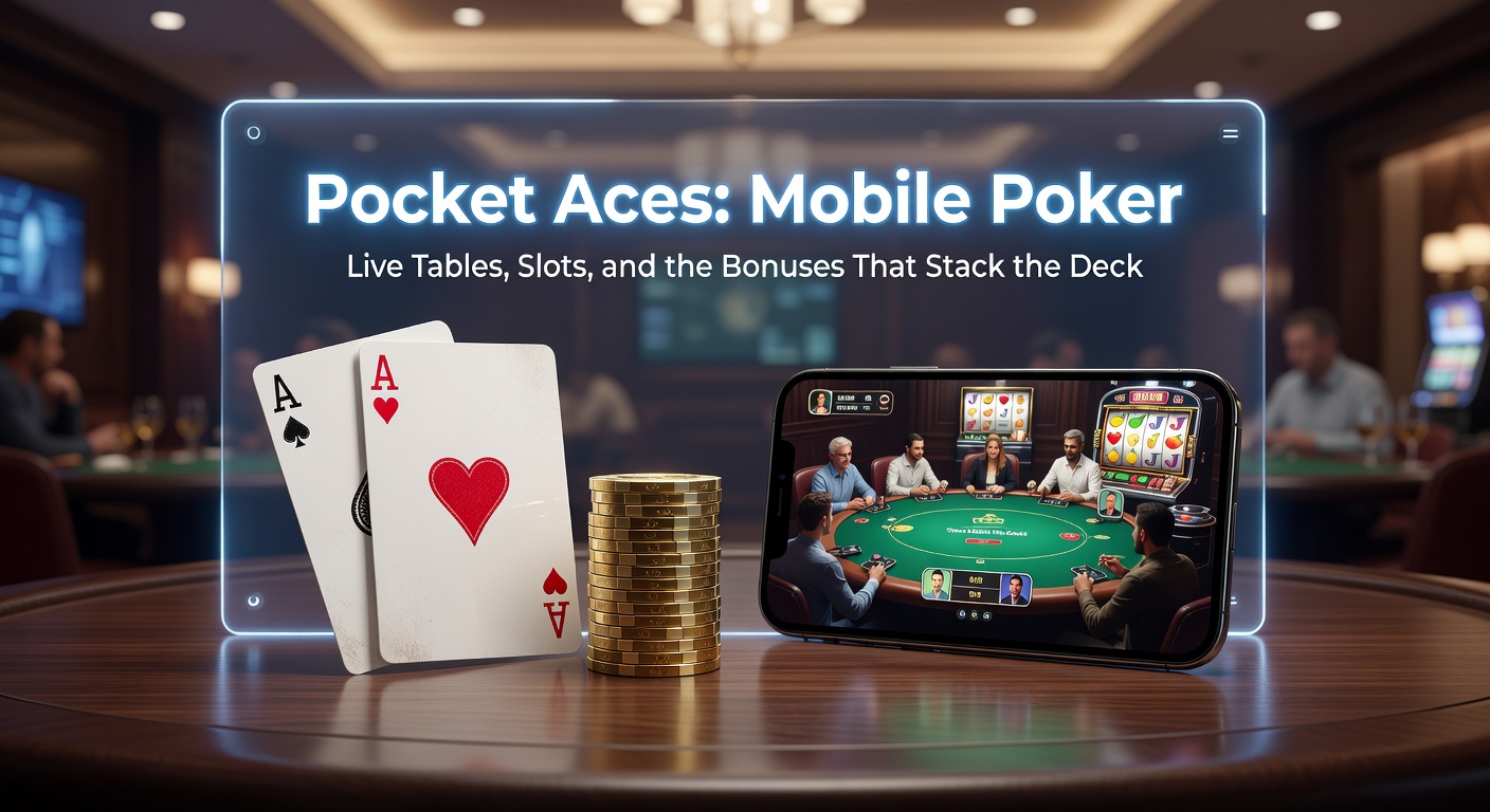 Live dealer at a Pocket Aces blackjack table dealing cards with slot reels spinning nearby on a split-screen mobile view