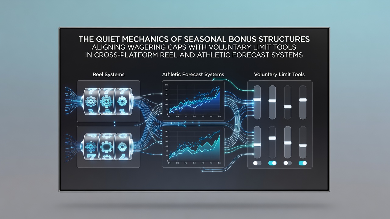 Cross-platform interface showing seasonal bonus alignment with wagering caps and voluntary limits on reel and sports forecast apps